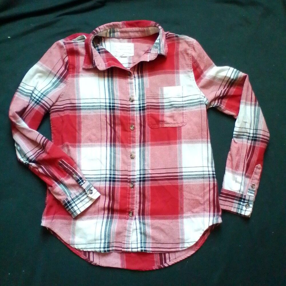 Vtg ​Aeropostale Mens Small S Maroon Red Plaid Button Down Shirt Long Sleeve